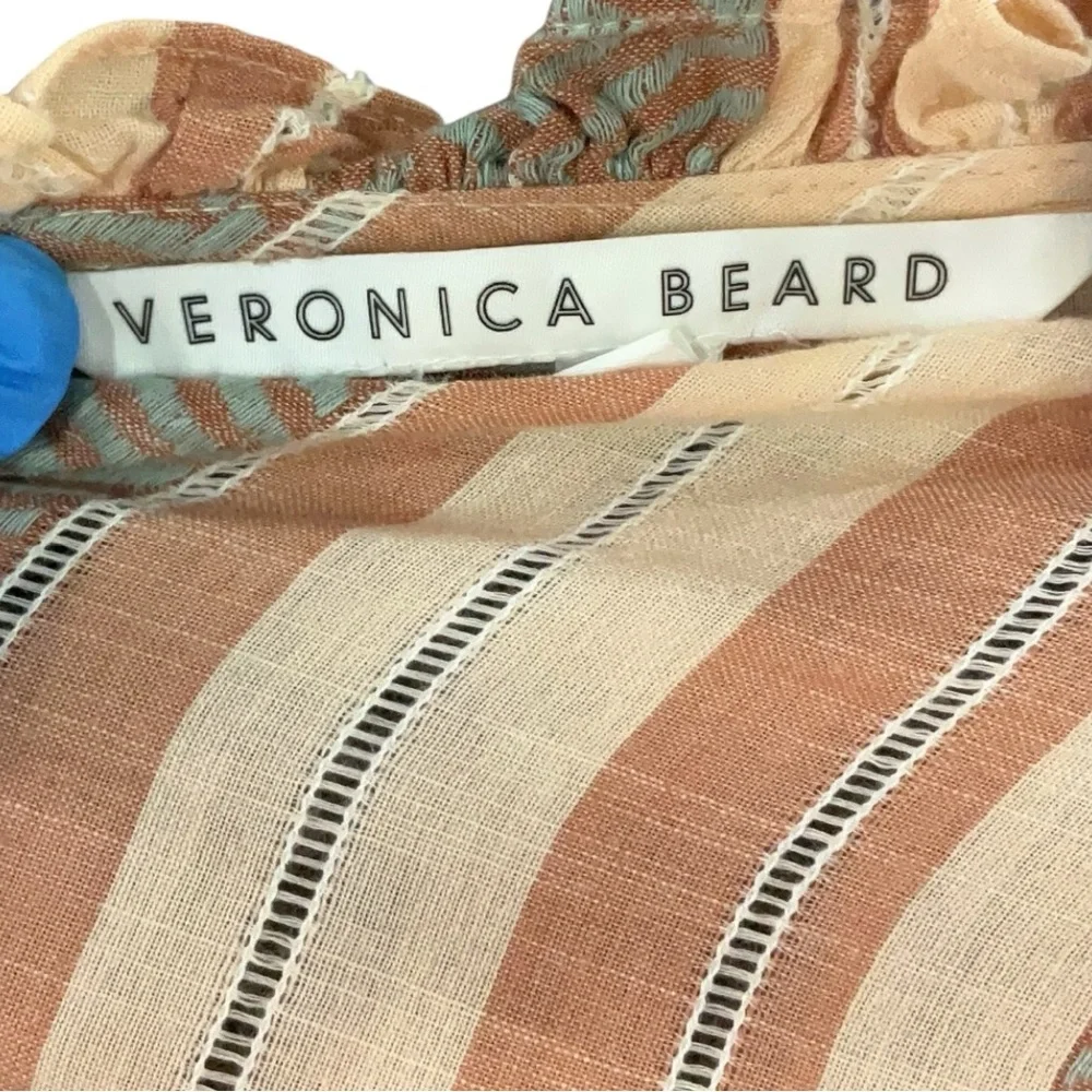 🌿 Veronica Beard Striped Cotton Mini‎ Dress | Tassel Tie | Boho Chic | Small